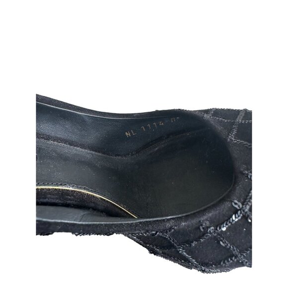 LOUIS VUITTON Black Sequin Patterned Platform Heels Size 37 / US 7 - Picture 12 of 12